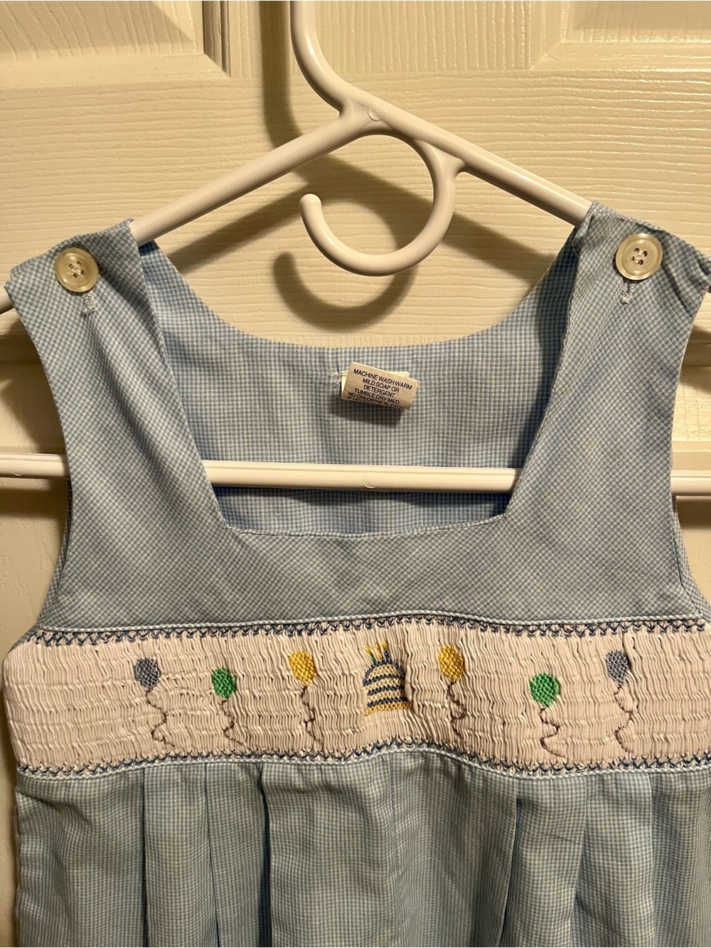 Boys 4T Light Blue Smocked Kids Birthday Overalls NWOT - Picture 4 of 5